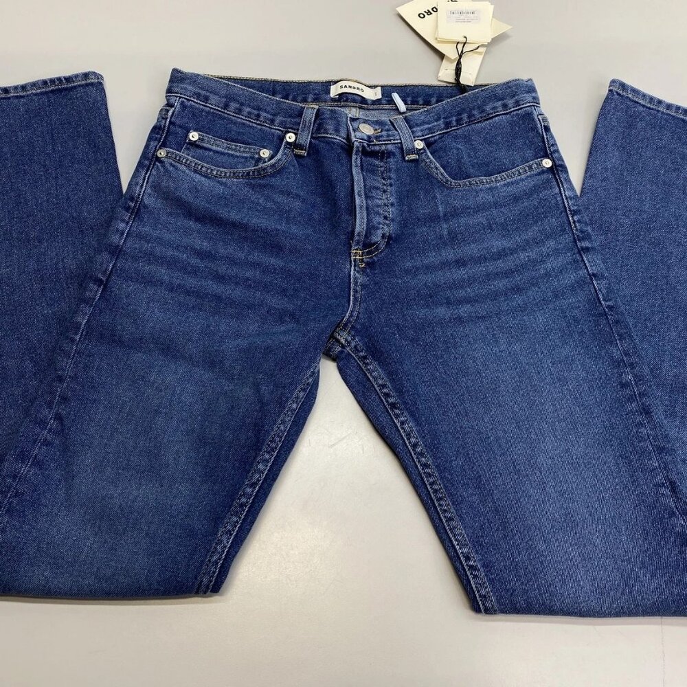 Sandro Men's Jeans Blue Vintage Size 29 Slim Cut Cotton Blend Washed Denim